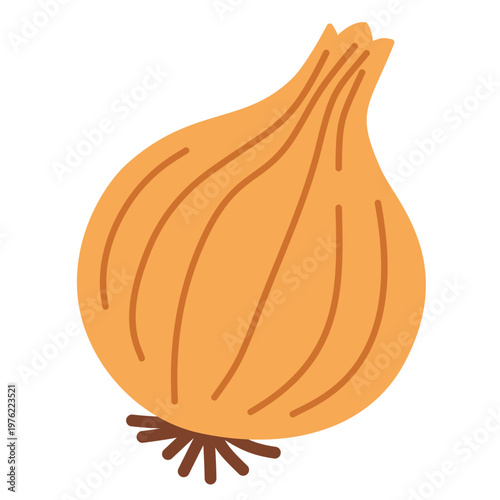Onion with natural shape in flat style for cooking ingredient illustration