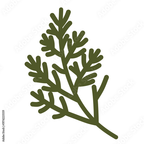 Green herbs with leafy shape in flat style for fresh food illustration