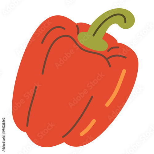 Bell pepper with red color in flat style for healthy food illustration