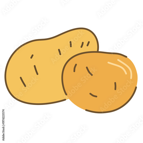 Potato with natural shape in flat style for farm food illustration