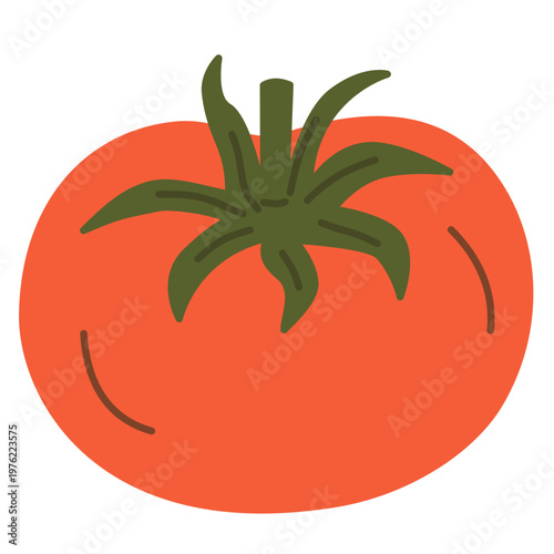 Tomato with fresh red color in flat style for healthy food illustration