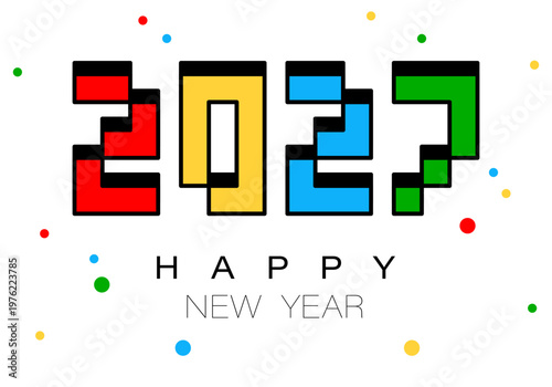 2027 numbers pixel 8 bit game style vector illustration