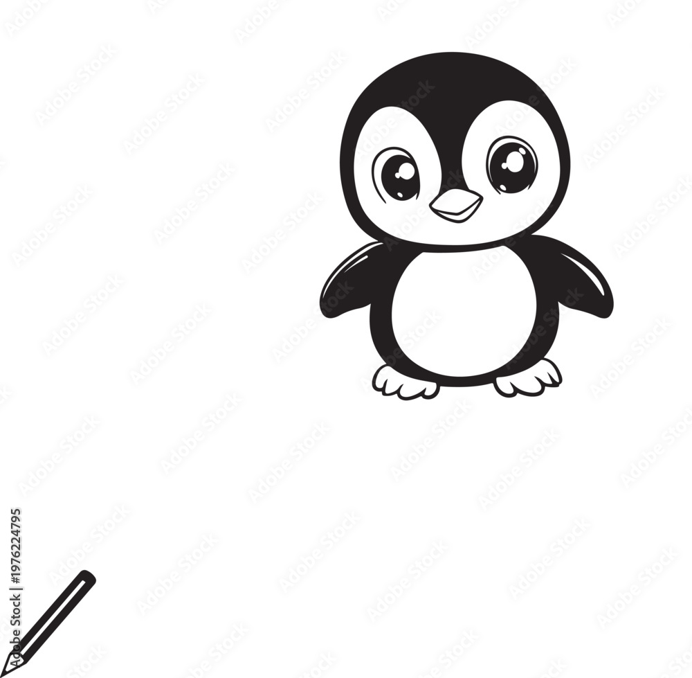 Fototapeta premium Wild peguin, illustration, vector on a white background.