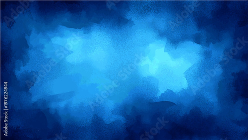 Vector Abstract blue watercolor painting showing artful textures and artistic background evokes deep sea or ethereal ambiance