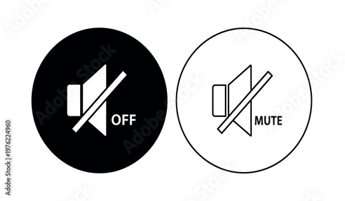 Black and white mute icons representing sound off and muted states