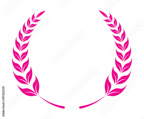 Pink Laurel Wreath leaf symbol Illustration