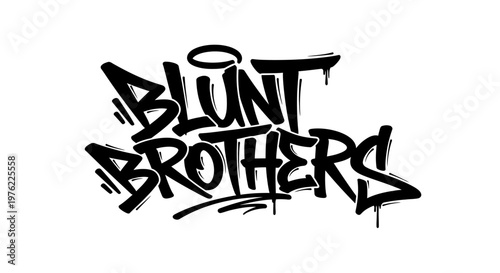 Graffiti Art Style Text "Blunt Brothers" Black and White