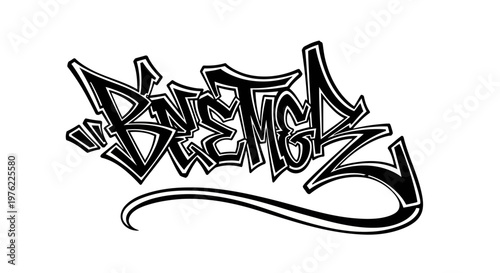 Graffiti Art Style Text "Bust Em Up" - Bold Outline, Dynamic, Urban Tag