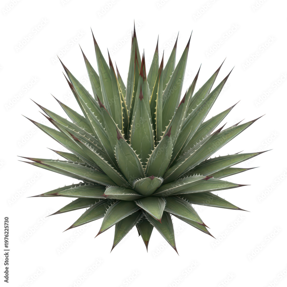 Fototapeta premium A detailed illustration of a spiky agave plant with sharp leaves radiating outward