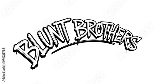 Blunt Brothers Graffiti Logo Text, Urban Art Style, Black and White Design
