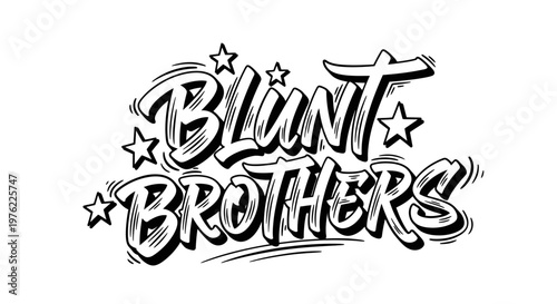 Blunt Brothers Graffiti Logo with Stars and Swirls