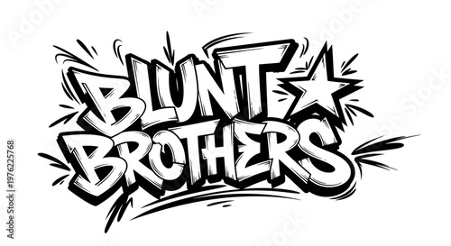 Blunt Brothers Graffiti Logo, Urban Street Art Style, Black and White Design