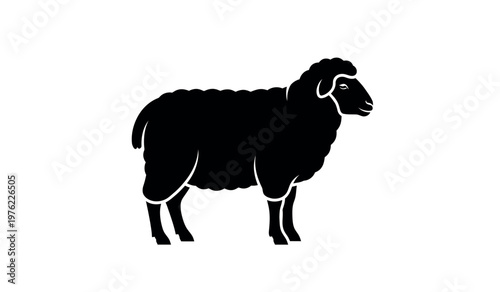 Black silhouette of a sheep a minimalist farm animal illustration
