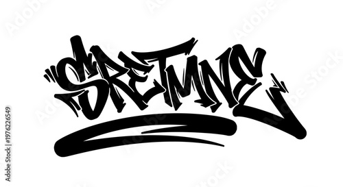 Graffiti Art Word "STREET" in Black and White, Urban Style Tag