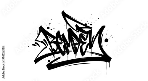 Graffiti Art, Black and White Tag, Urban Style, Street Art Design, Abstract Lettering