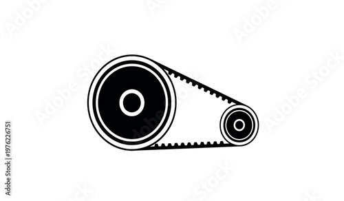 Vintage mechanical illustration of a pulley and belt system industrial design