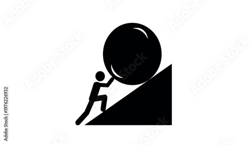 Sisyphus pushing a boulder uphill a symbol of futile and endless labor