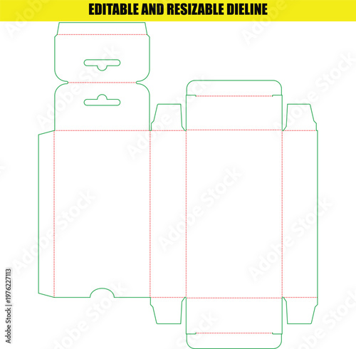 Tall Rectangular Product Box Dieline with Hanging Euro Slot for Display