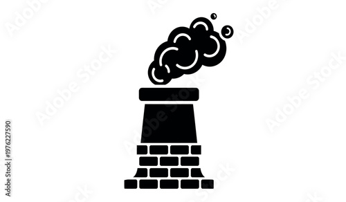 Industrial smoke stack icon a black and white representation of pollution and industry
