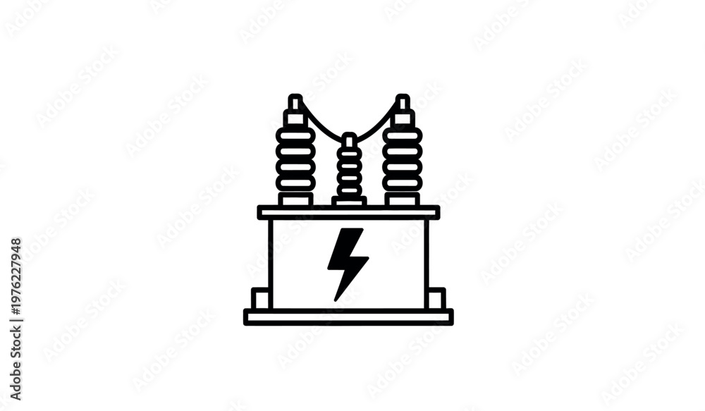 Naklejka premium Electrical transformer icon power distribution high voltage and energy infrastructure representation