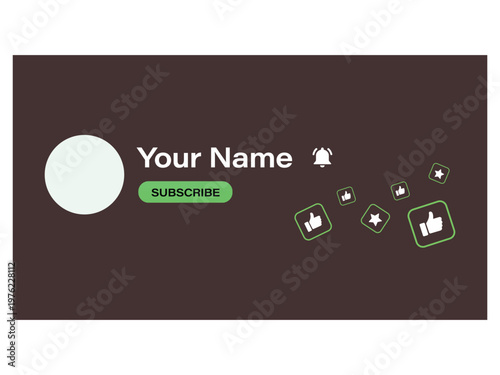 Personal channel banner with subscribe button and like icons.