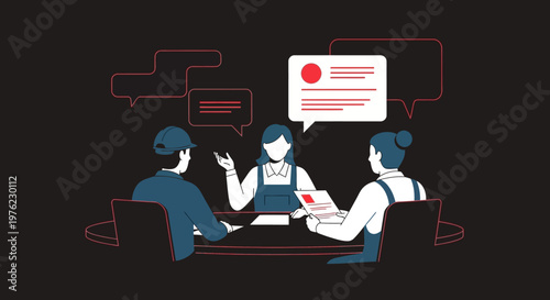 People sitting at a table talking.