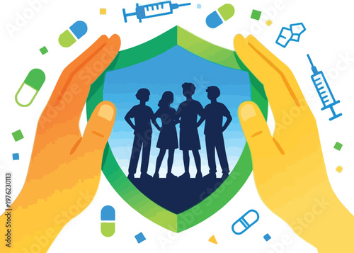 Protective Hands Shield Youth from Drugs — Community Prevention Concept