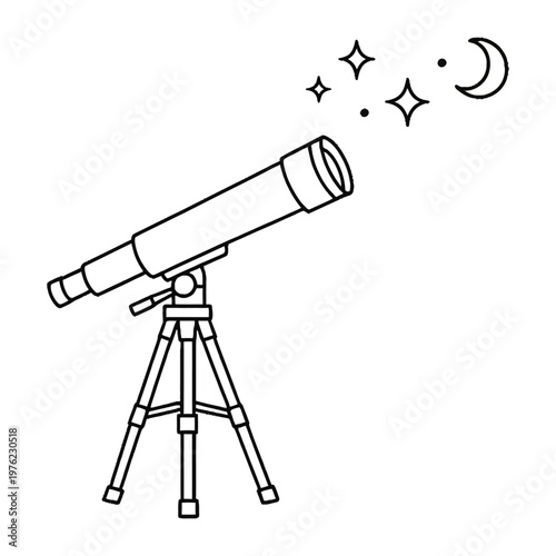 Telescope vector illustration on a tripod isolated on a white background