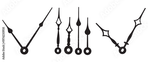 Clock Hands Icon Set – Realistic Minimalist Hour, Minute and Second Watch Pointers Vector on White BackgroundWeb