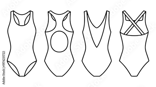 Four different types of women's leotard designs shown