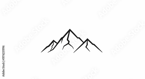 Minimalist line art of three jagged mountain peaks on a white background