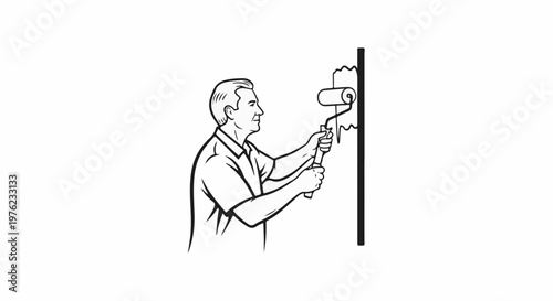 Man painting wall with roller