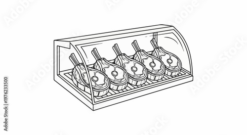 Meaty chops arranged in a display case