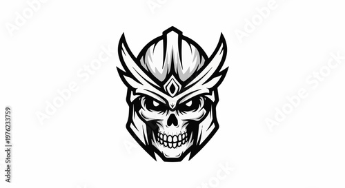 Fierce skull warrior wearing a helmet with horns and a jeweled crest
