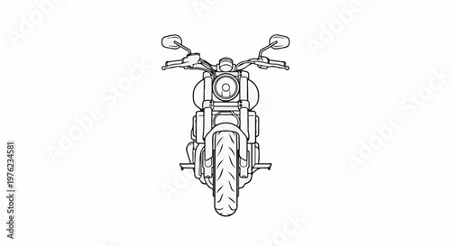 Front view line drawing of a motorcycle