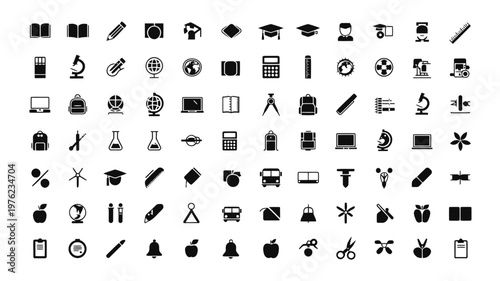 Set of 90 Education and School Subject Vector Icons