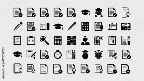 Set of 48 Education and Business Document Vector Icons
