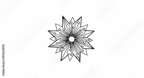 Geometric starburst design with circuit board elements and circular nodes