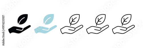 Leaf in hand icon in flat style, simple vector illustration, environmental care symbol, sustainability concept, clean design element for user interface, logos, branding, and eco friendly projects.