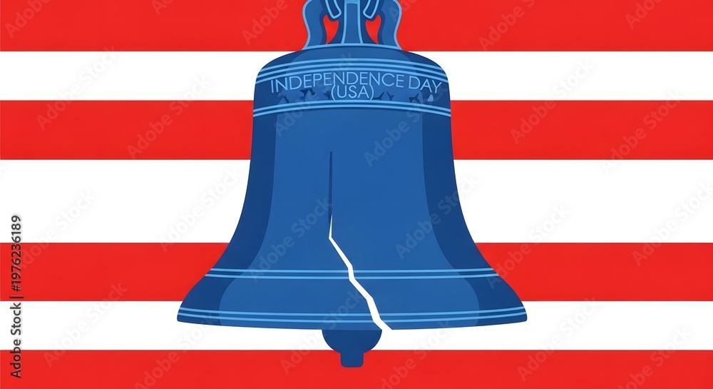 Fototapeta premium Liberty bell and american flag celebrating independence day usa with patriotic symbolism