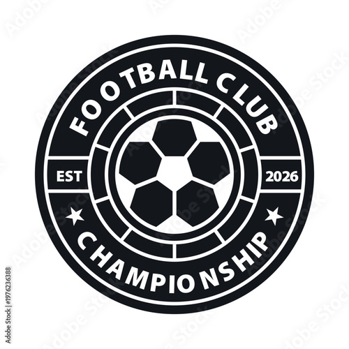 Football logo template. Round badge soccer club design.