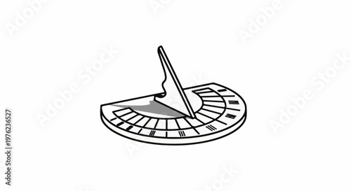 Line art of a sundial with Roman numerals on a white background
