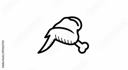 Hand-drawn black and white outline of a fried chicken wing