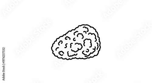 Hand-drawn outline of a single, irregularly shaped food item with a bumpy texture