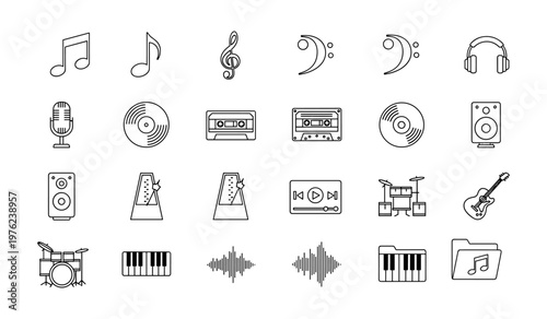 Minimalist Music Audio Icons Set for Designers and Developers
