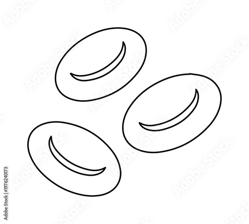 Minimalist red blood cells vector icon, medical erythrocyte line art illustration, human blood cell anatomy graphic for healthcare education