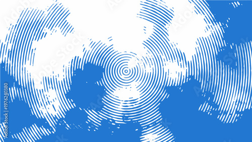 Abstract blue and white concentric circles design and digital background and artistic geometric pattern and modern graphic element and dynamic visual effect and creative conceptual art.
