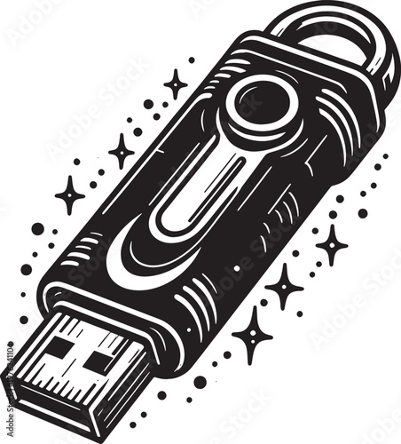 usb flash drive vector design black line art