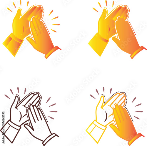 Applause audience icons. Clap, plaudits, standing ovation symbol. flat hands clapping icon. High four signs. Vector human language sign. compliment day. Bravo congratulation, congrats..
