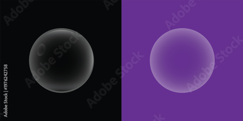Abstract spheres with contrasting dark and purple backgrounds abstract geometric minimalist background contrast translucent technology
